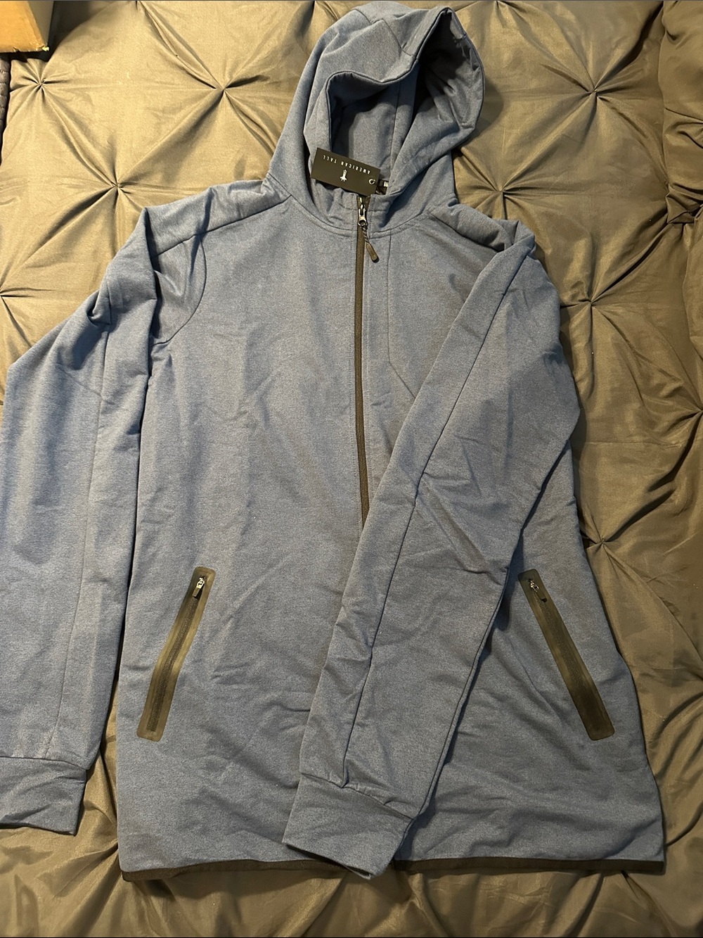 Men’s American Tall Lightweight Blue Hooded Zip Jacket - Men's Shirt Jacket